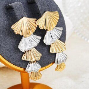 Gold Seashell Earrings | Two-Tone Shell Dangle Drops